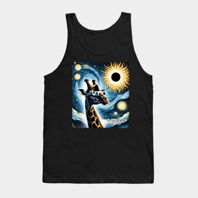 Towering Eclipse View: Giraffe Silhouette Watching Solar Phenomenon Shirt Tank Top by ArtByJenX